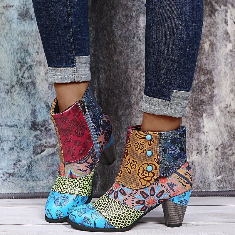 National Style Patchwork Martin Boots