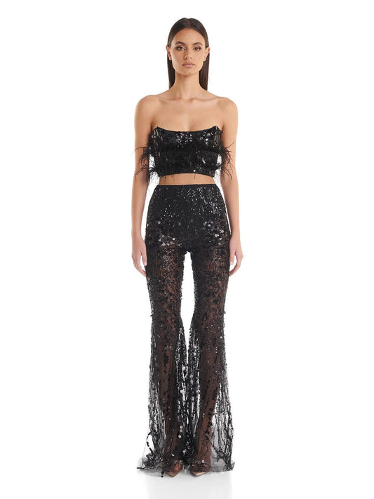 Sequined Tube Top and Trousers Set