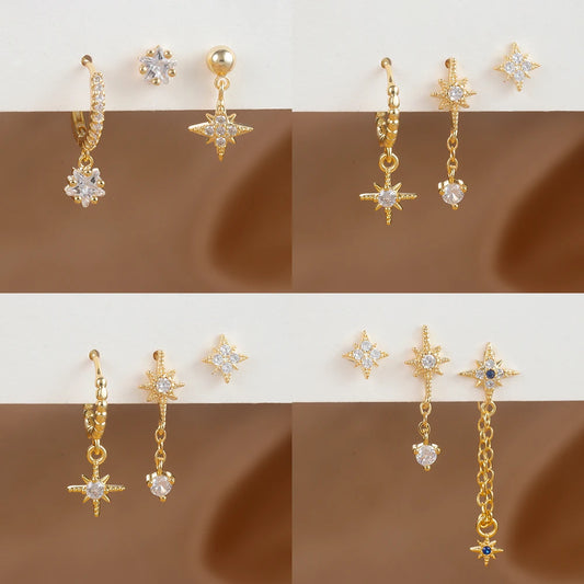 3PCS Gold Earrings