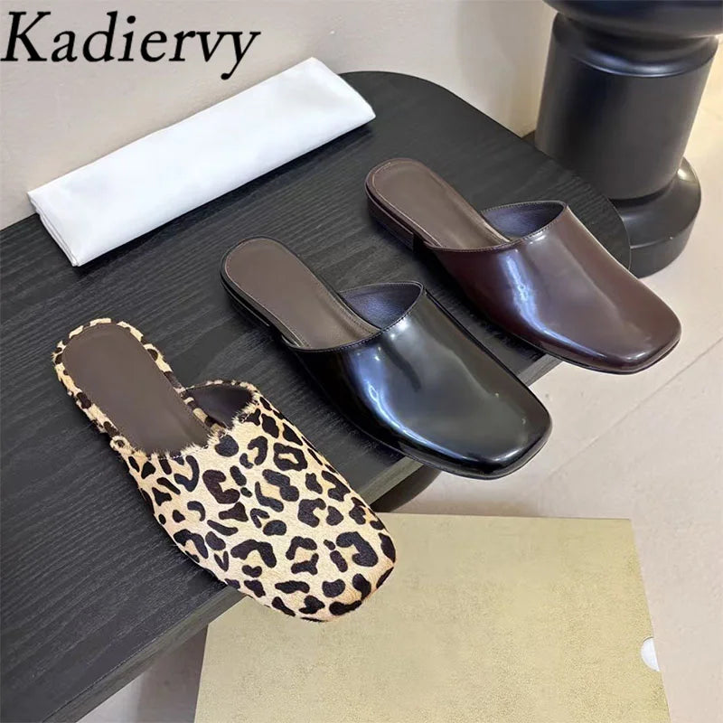 Kadiervy Leather Flat Slides