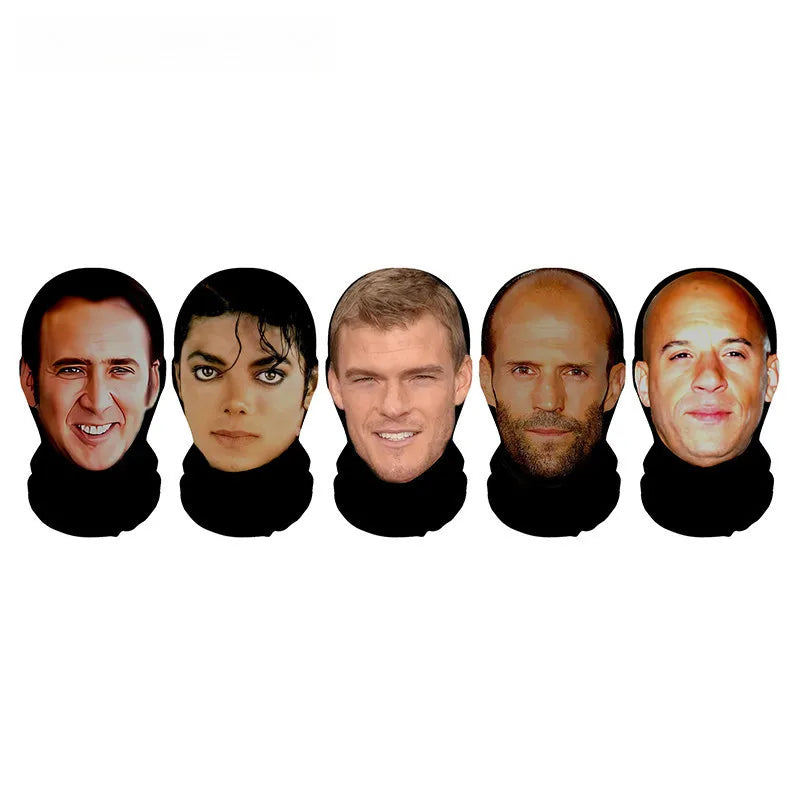 Celebrity Speed and Passion Series Full Face Masks, Funny Cycling Scarves, Dustproof Headsets, Headwear, Role Playing Props.