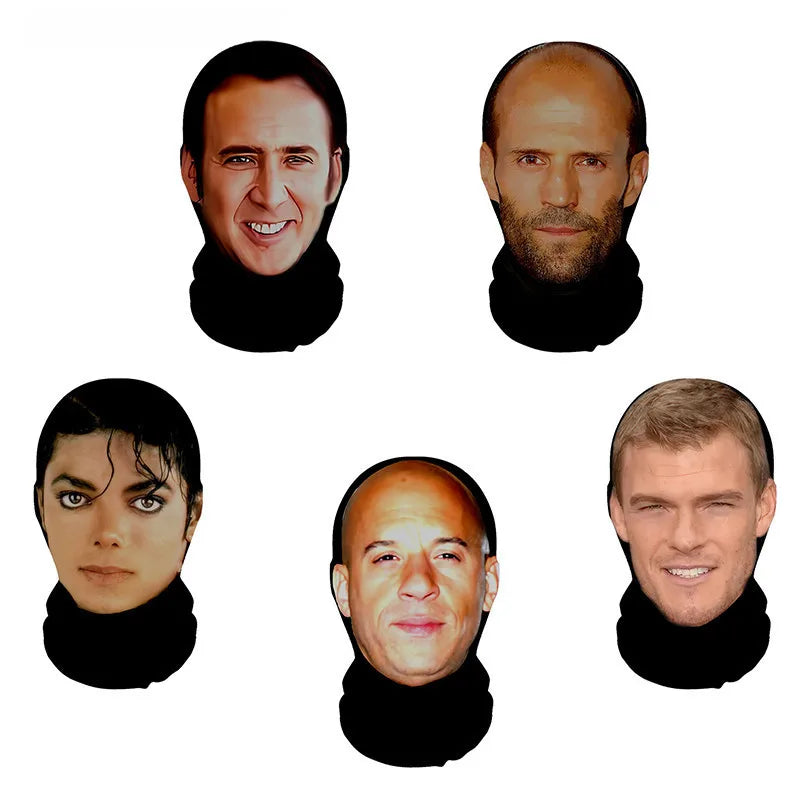 Celebrity Speed and Passion Series Full Face Masks, Funny Cycling Scarves, Dustproof Headsets, Headwear, Role Playing Props.