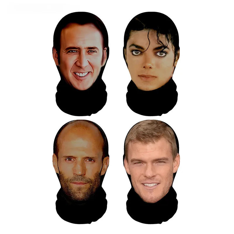 Celebrity Speed and Passion Series Full Face Masks, Funny Cycling Scarves, Dustproof Headsets, Headwear, Role Playing Props.