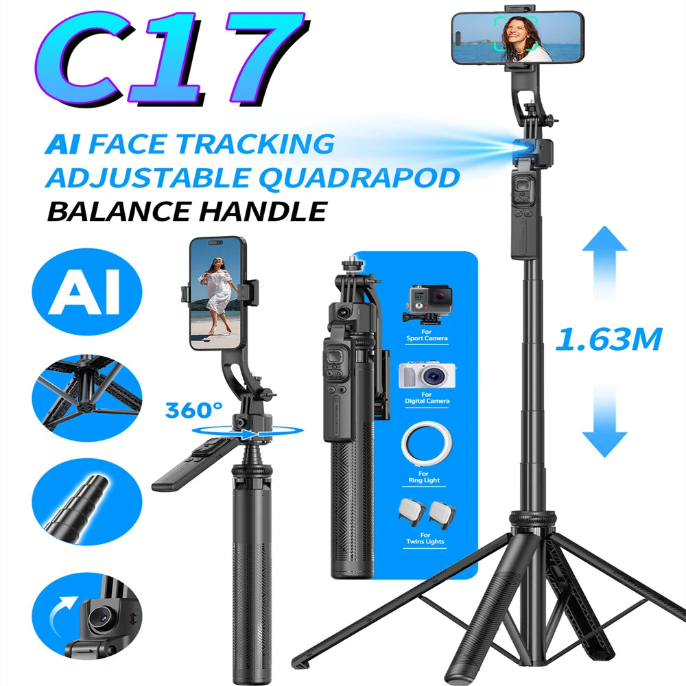 C17 Monopod 360° Auto-Rotation AI Tracking Tripod