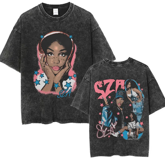 SZA & Kendrick Lamar Face Graphic T-shirts