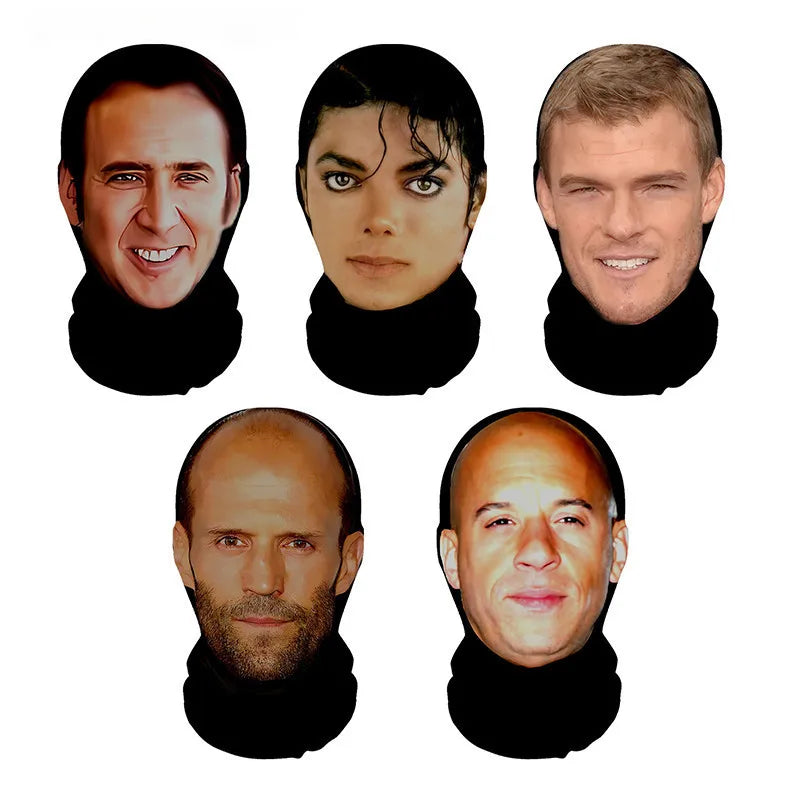 Celebrity Speed and Passion Series Full Face Masks, Funny Cycling Scarves, Dustproof Headsets, Headwear, Role Playing Props.